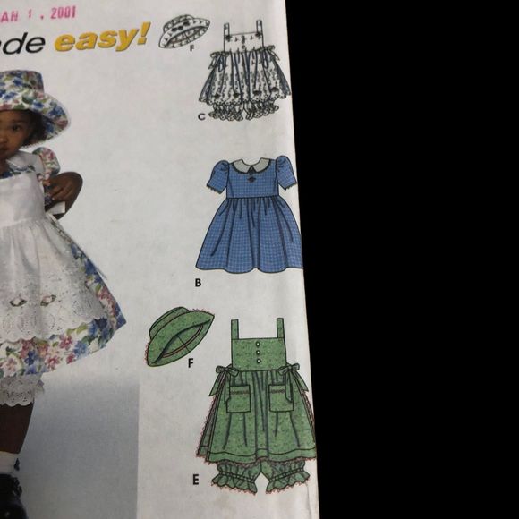 Vintage Simplicity Pattern 9142 6 outfits for toddler girl, Dress and BloomersS - Picture 3 of 6